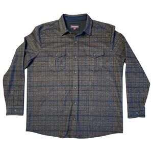 Johnston & Murphy Shacket Shirt Jacket Men Sz XL Brown Plaid Wool Blend